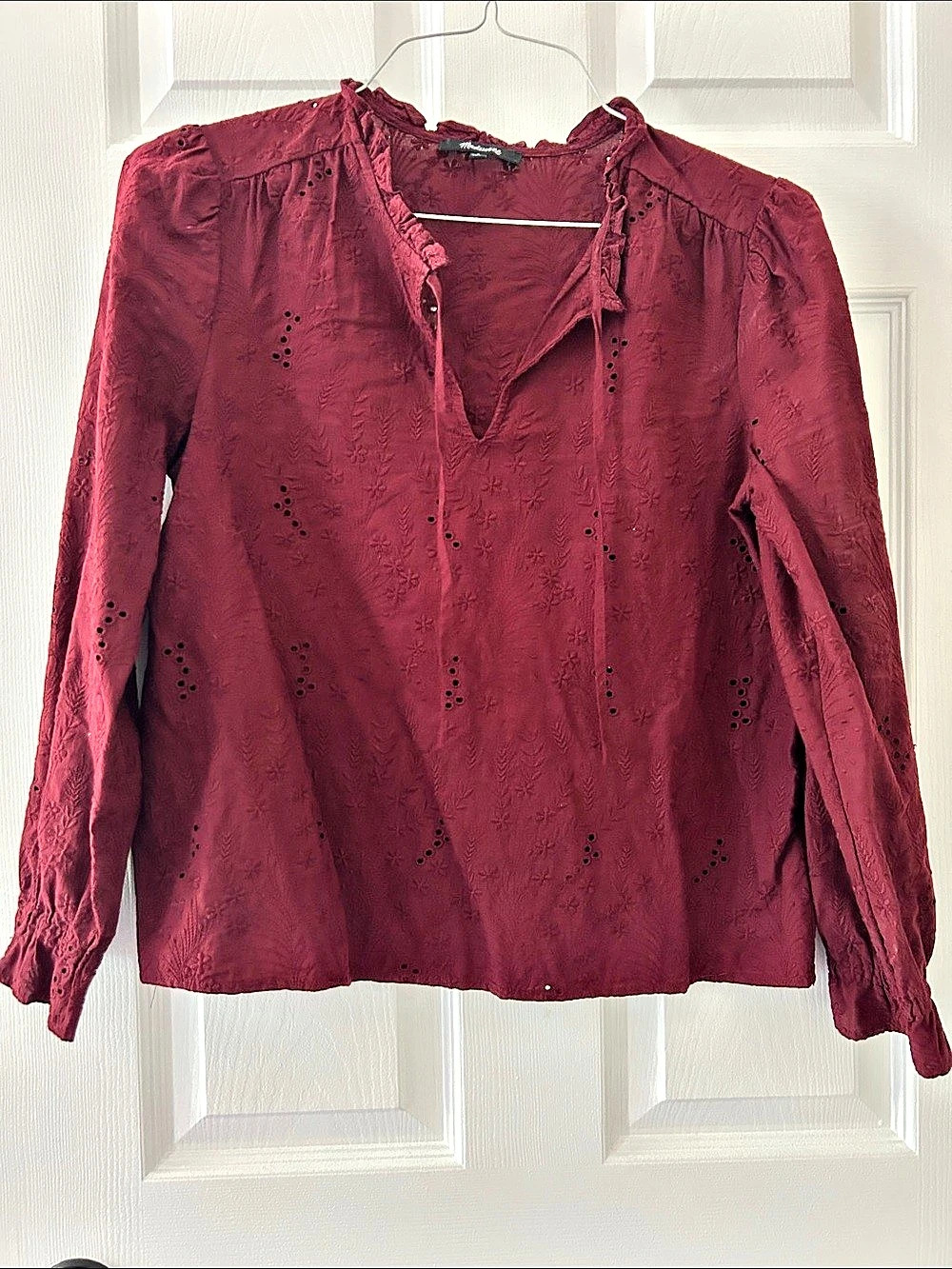 Madewell Eyelet Daylight Top Floral Burgundy Small